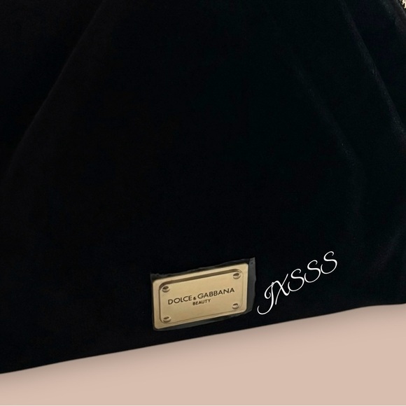 Black-Gold (Velour) Dolce & Gabbana Beauty Large Cosmetic-Makeup Bag - Picture 4 of 16